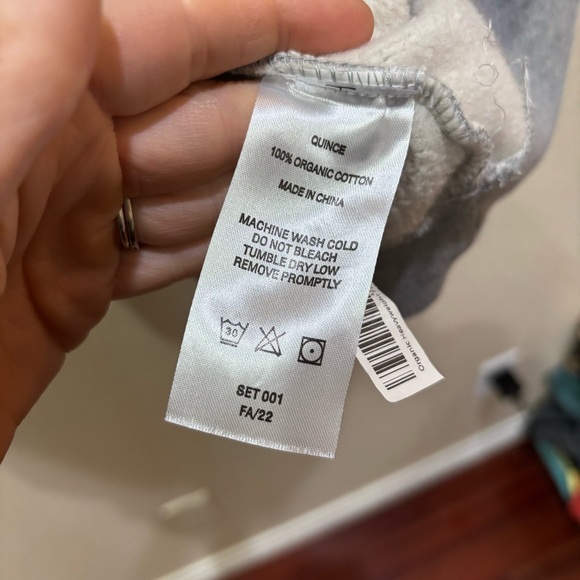 Quince Organic Cotton Heavyweight Fleece Boyfriend Hoodie Heather Grey Large - Picture 8 of 10